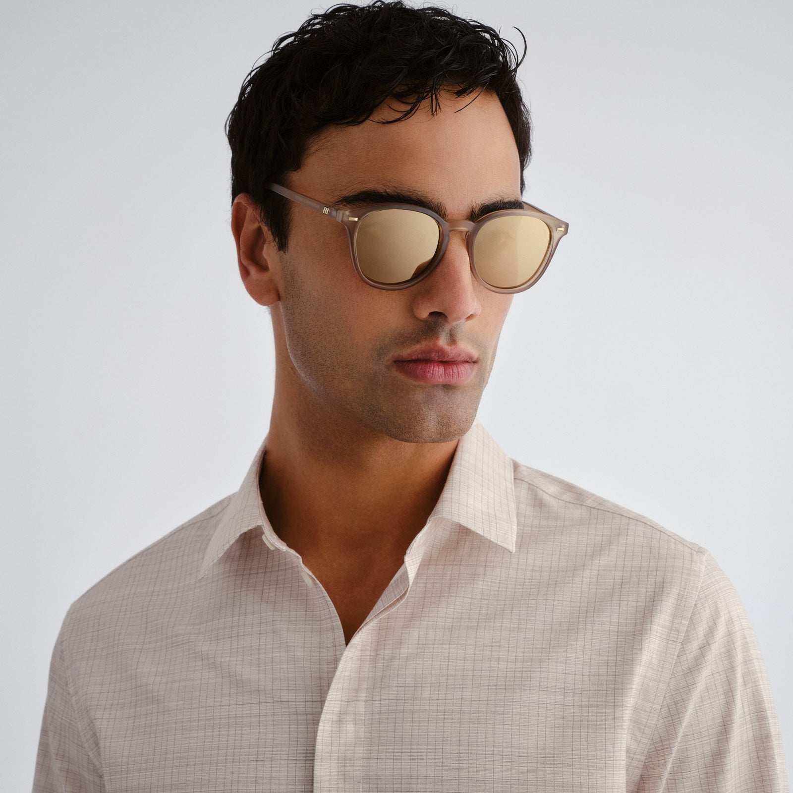 Bandwagon Matte Stone Uni-Sex Round Sunglasses | Le Specs