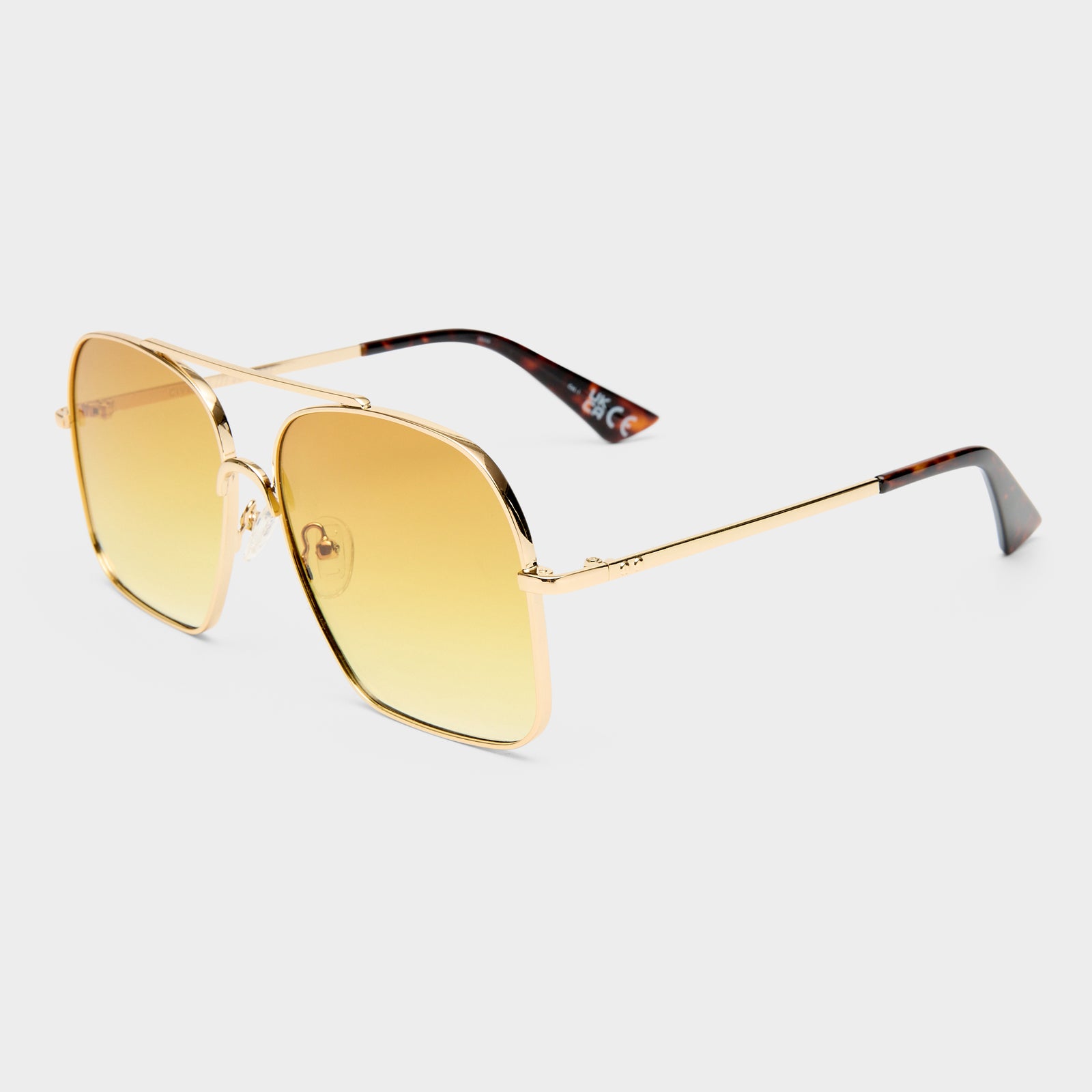 Civelle Bright Gold Tort Female Aviator Sunglasses | Le Specs