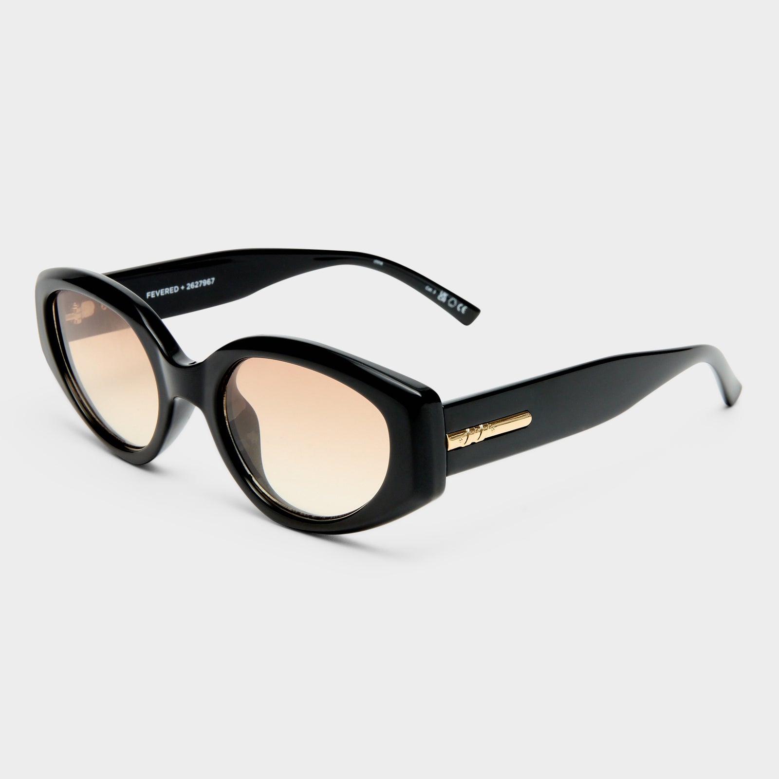 Fevered + Black Female Oval Sunglasses | Le Specs