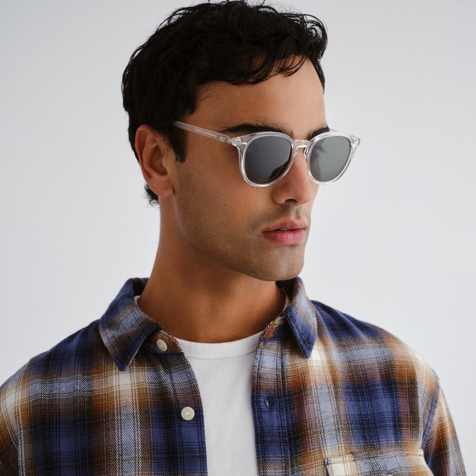 Bandwagon Crystal Clear Uni-Sex Round Sunglasses | Le Specs