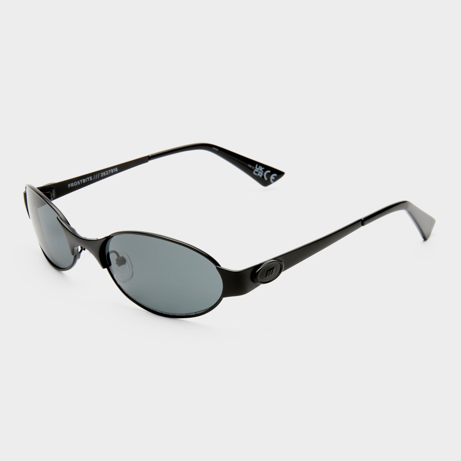 Frostbite Matte Black Uni-Sex Oval Sunglasses | Le Specs