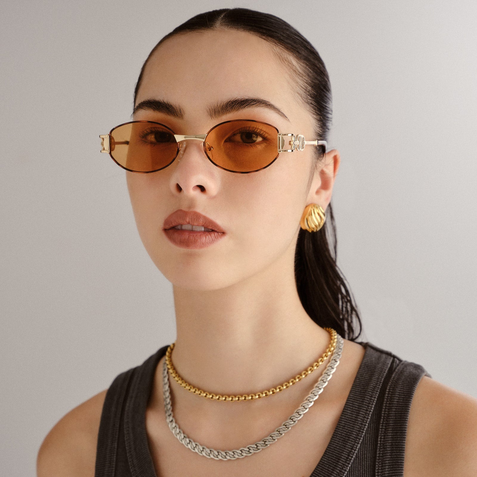 The Forbidden Bright Gold Uni-Sex Oval Sunglasses | Le Specs