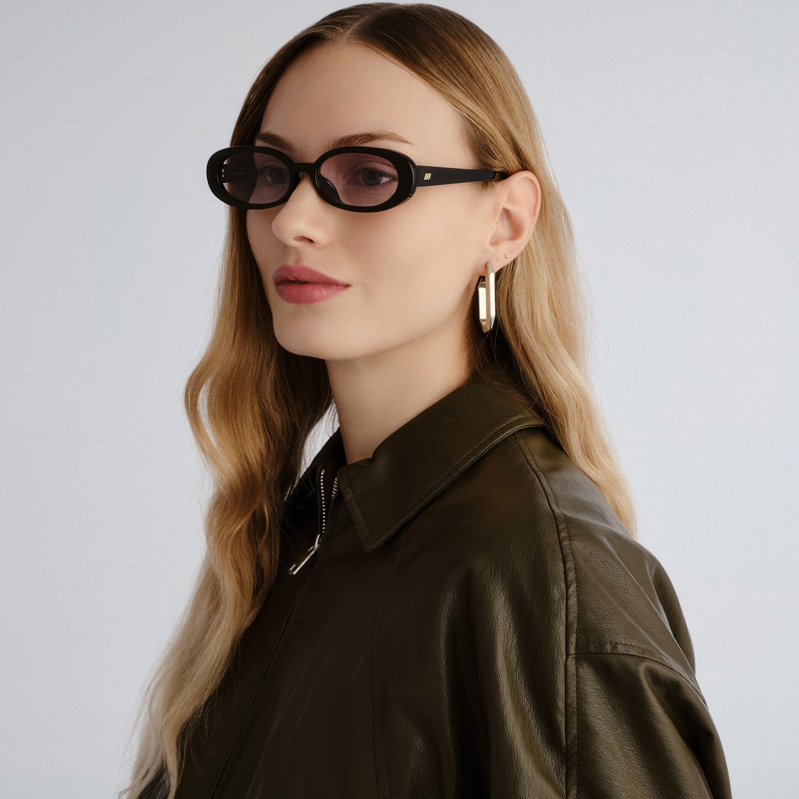 Outta Love + Black Female Oval Sunglasses | Le Specs