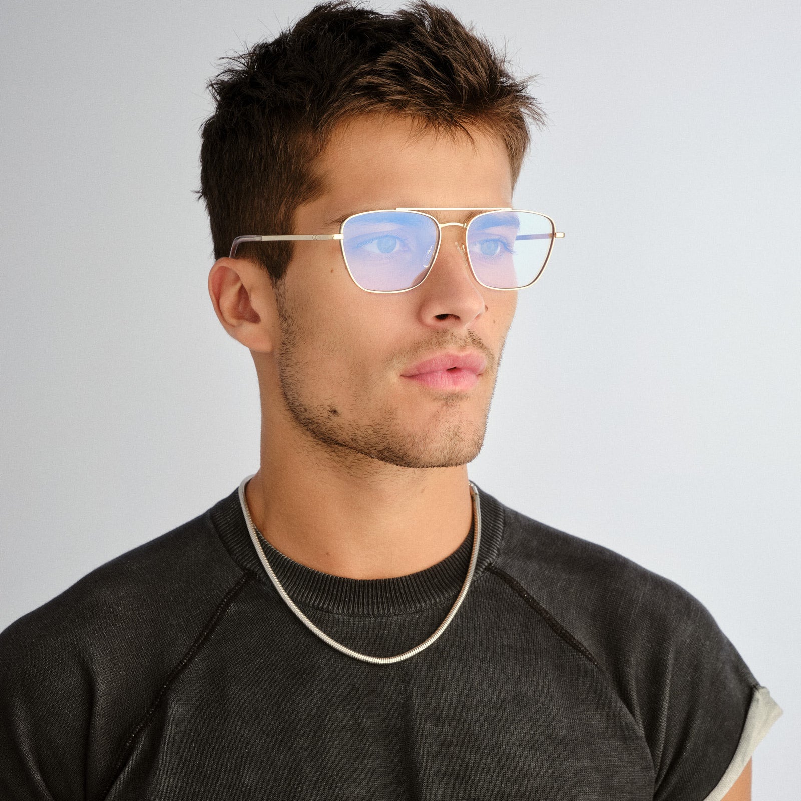 Diametric Gold Uni-Sex Aviator Blue Light | Le Specs