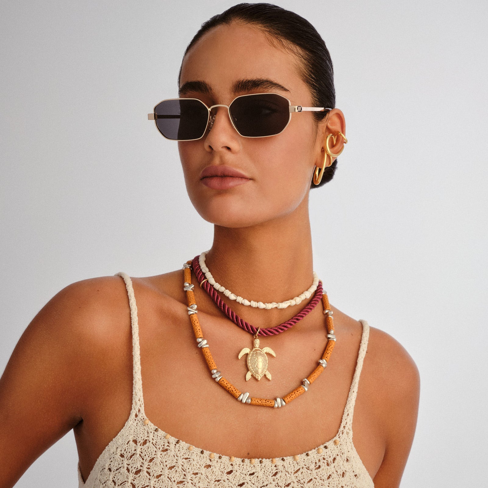 Mythic Gold Uni-Sex Square Sunglasses | Le Specs