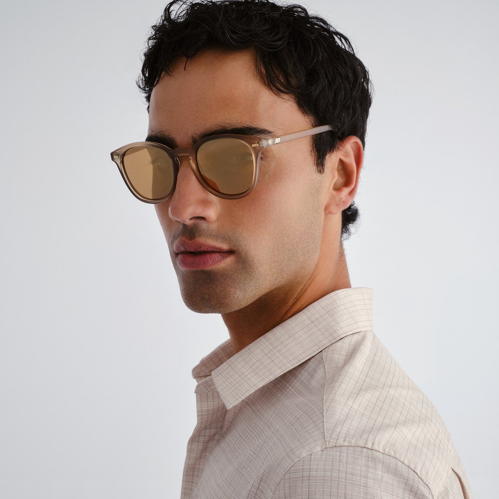 Bandwagon Matte Stone Uni-Sex Round Sunglasses | Le Specs