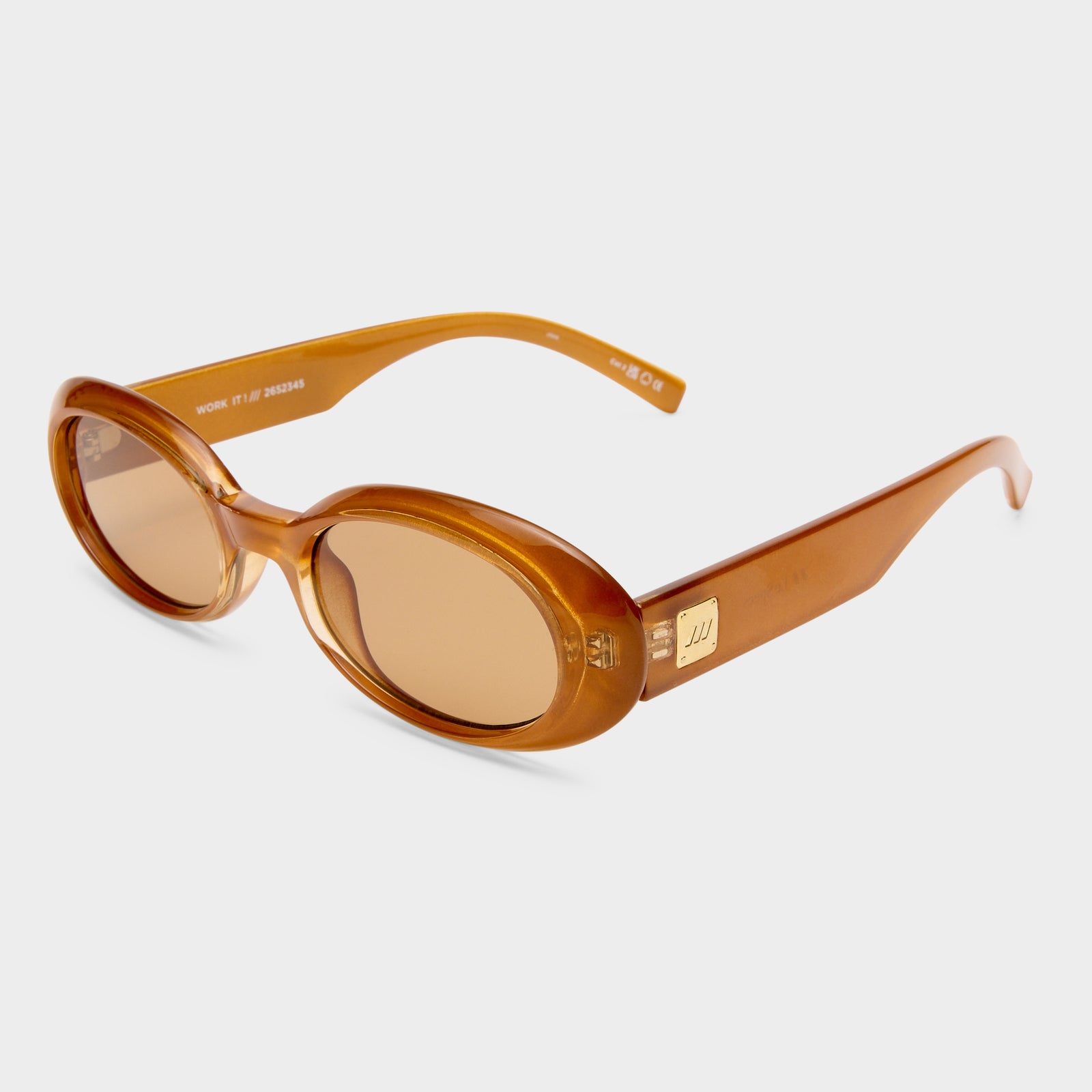 Work It Gold Pearl Uni-Sex Oval Sunglasses | Le Specs
