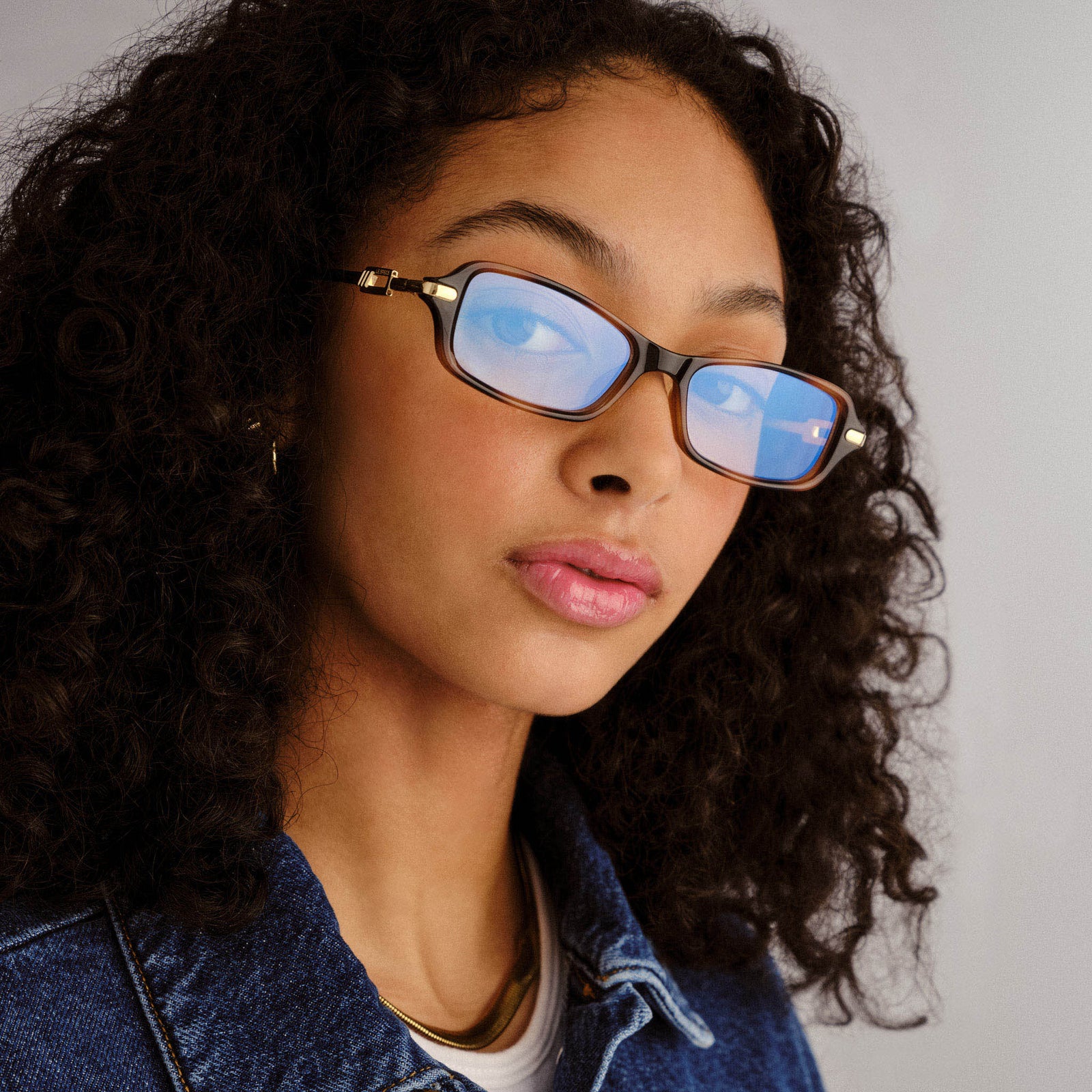 Bamboozler Dark Tort Female Rectangle Blue Light | Le Specs