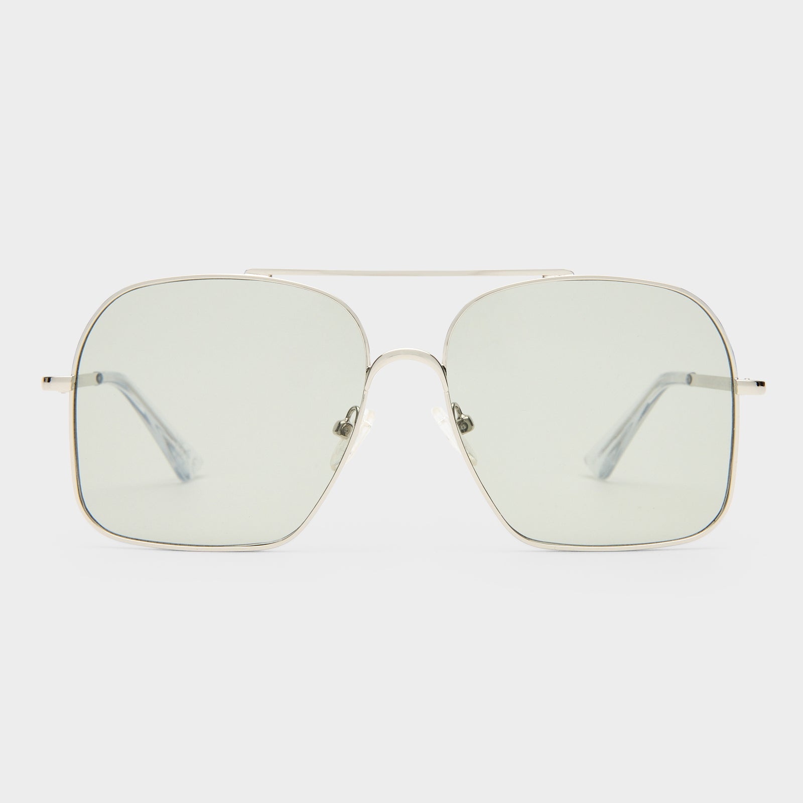 Civelle Bright Silver Crystal Clear Female Aviator Sunglasses | Le Specs