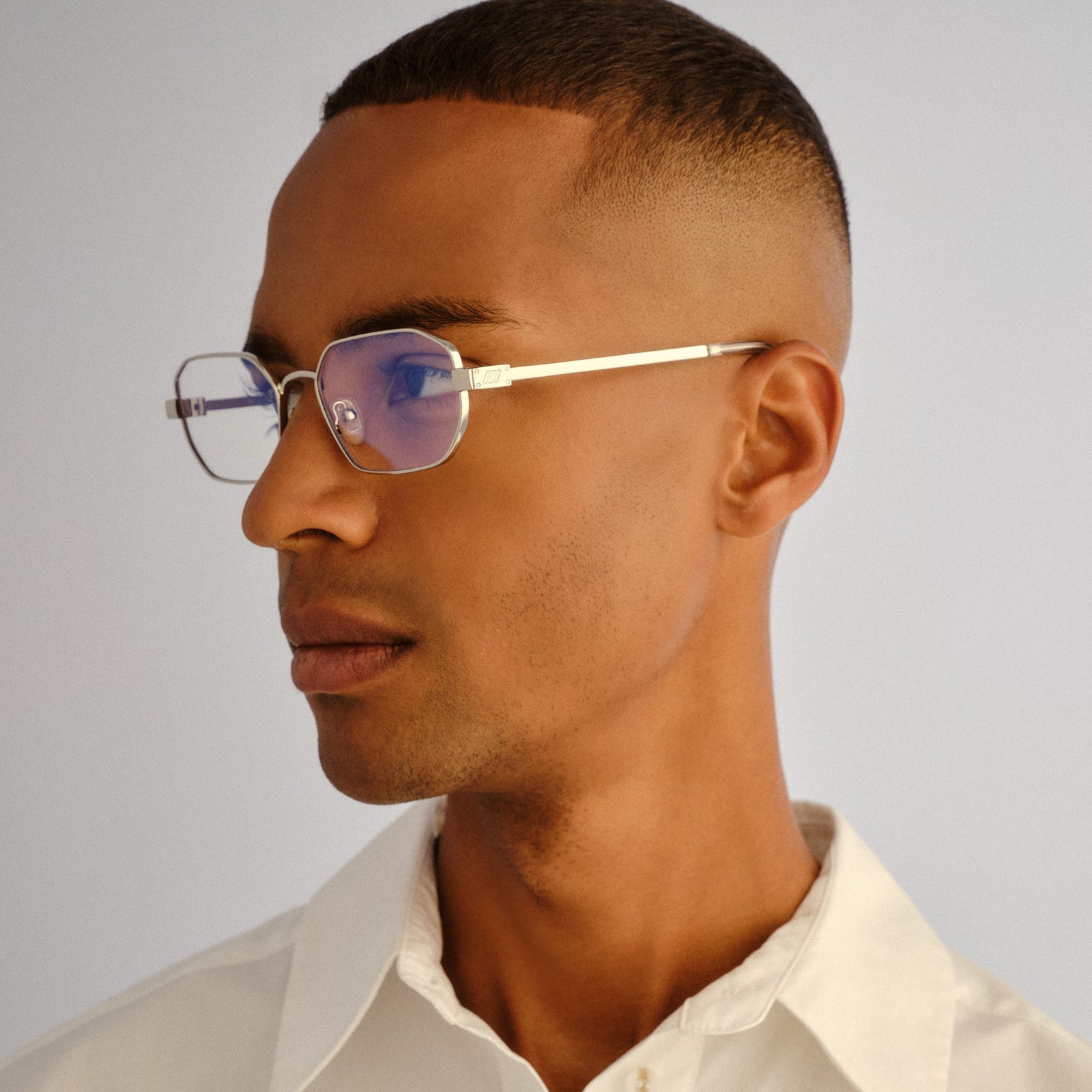 Mythic Silver Uni-Sex Square Blue Light | Le Specs