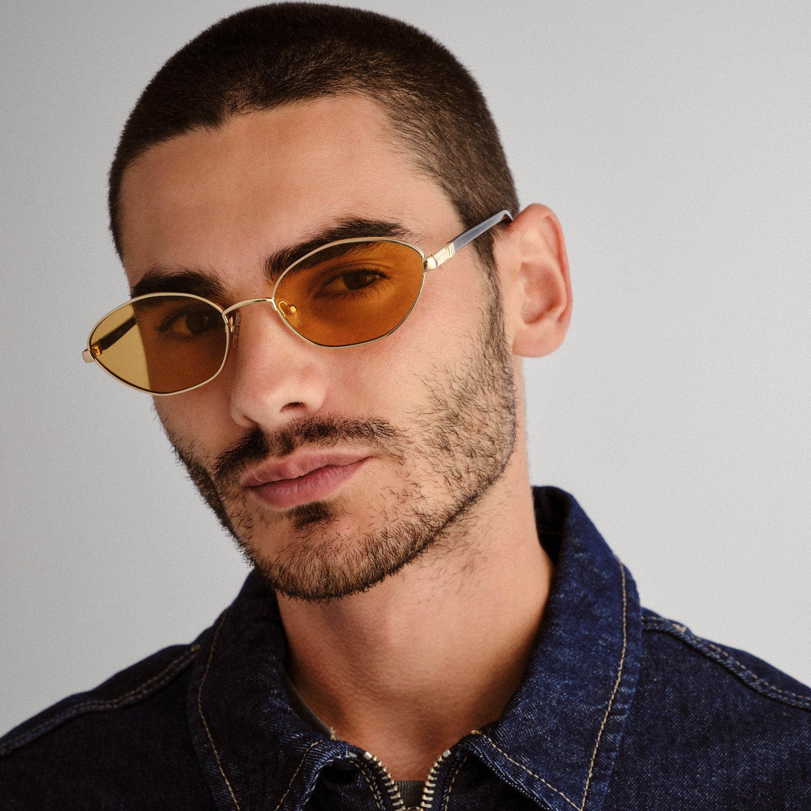 Le Bebe Gold Uni-Sex Oval Sunglasses | Le Specs