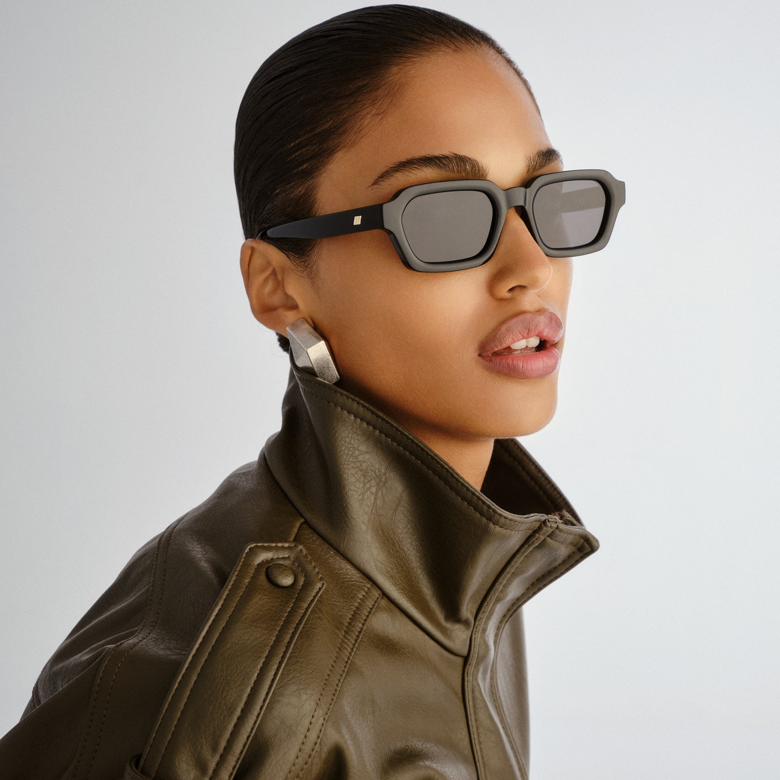 Tension + Black Uni-Sex Rectangle Sunglasses | Le Specs