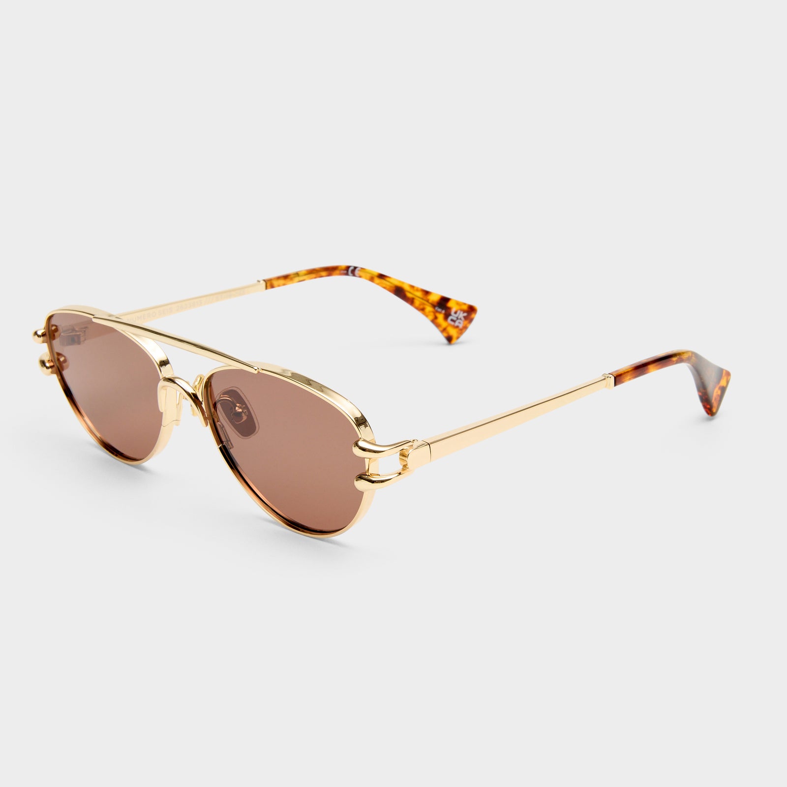 Numero Seis Bright Gold Female Aviator Sunglasses | Le Specs
