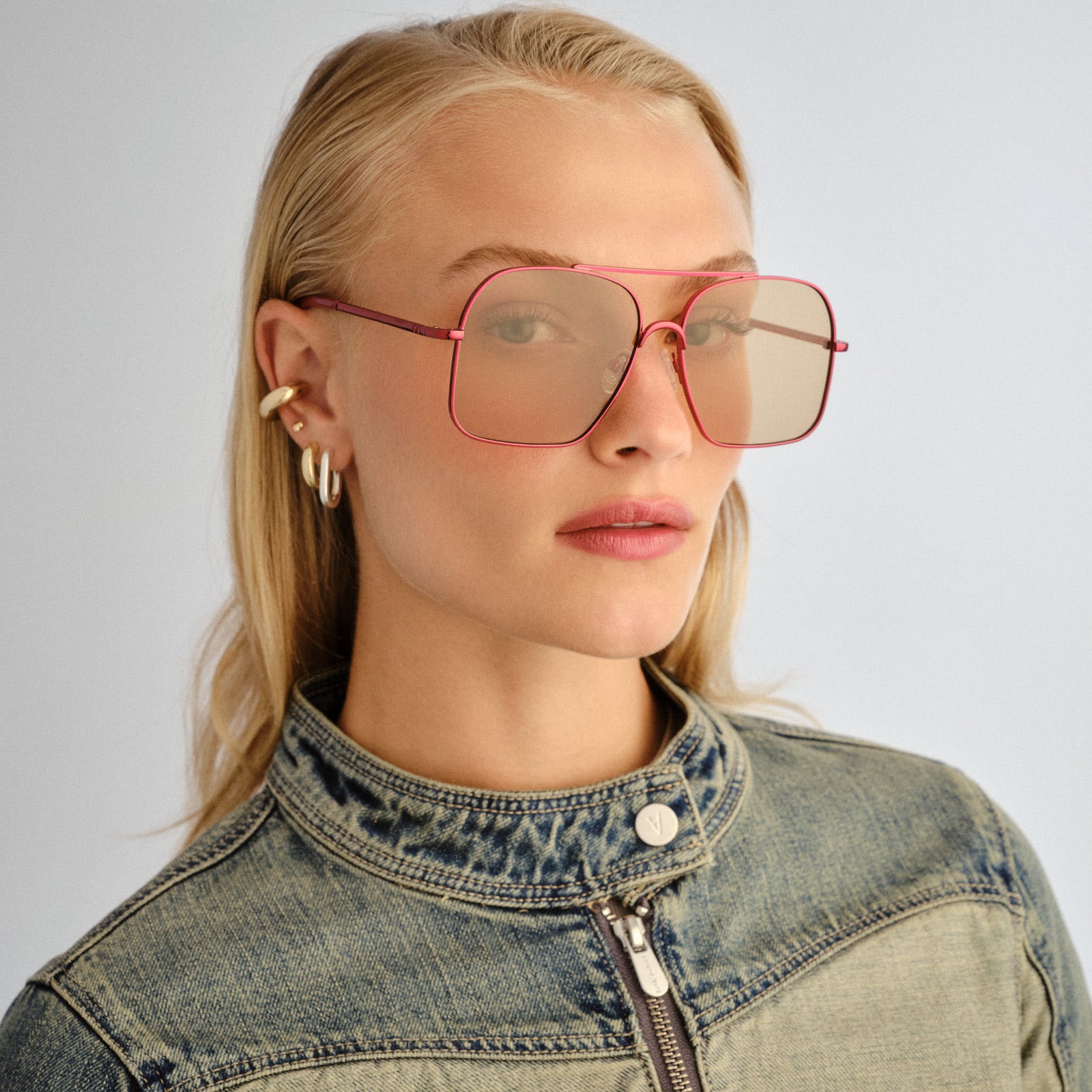 Civelle Moto Red Female Aviator Sunglasses | Le Specs
