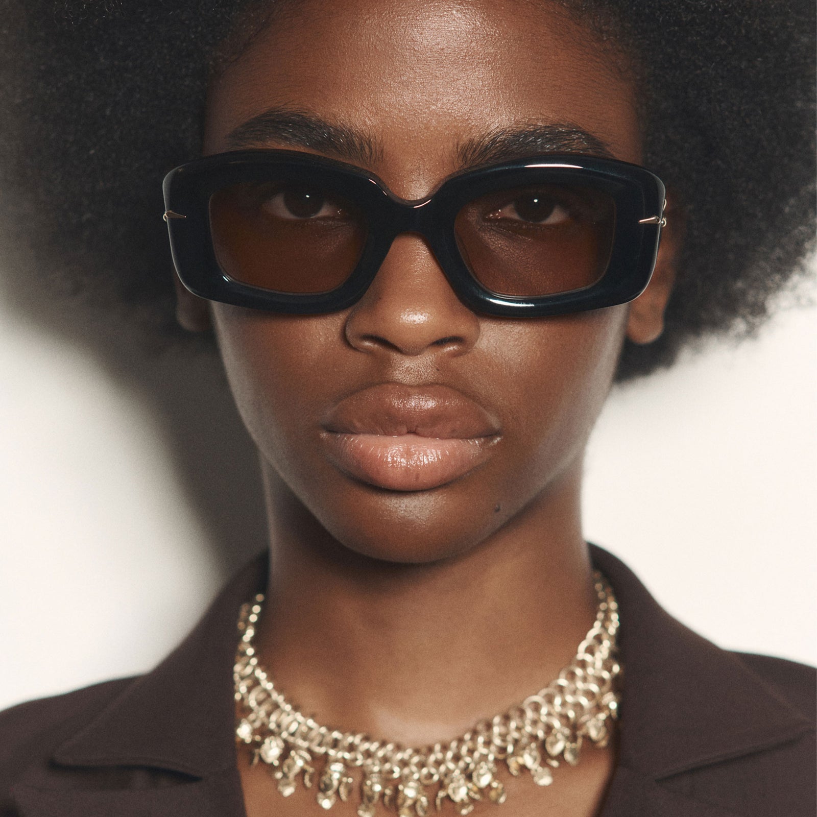 Celestina Obsidian Black Female Square Sunglasses | Le Specs