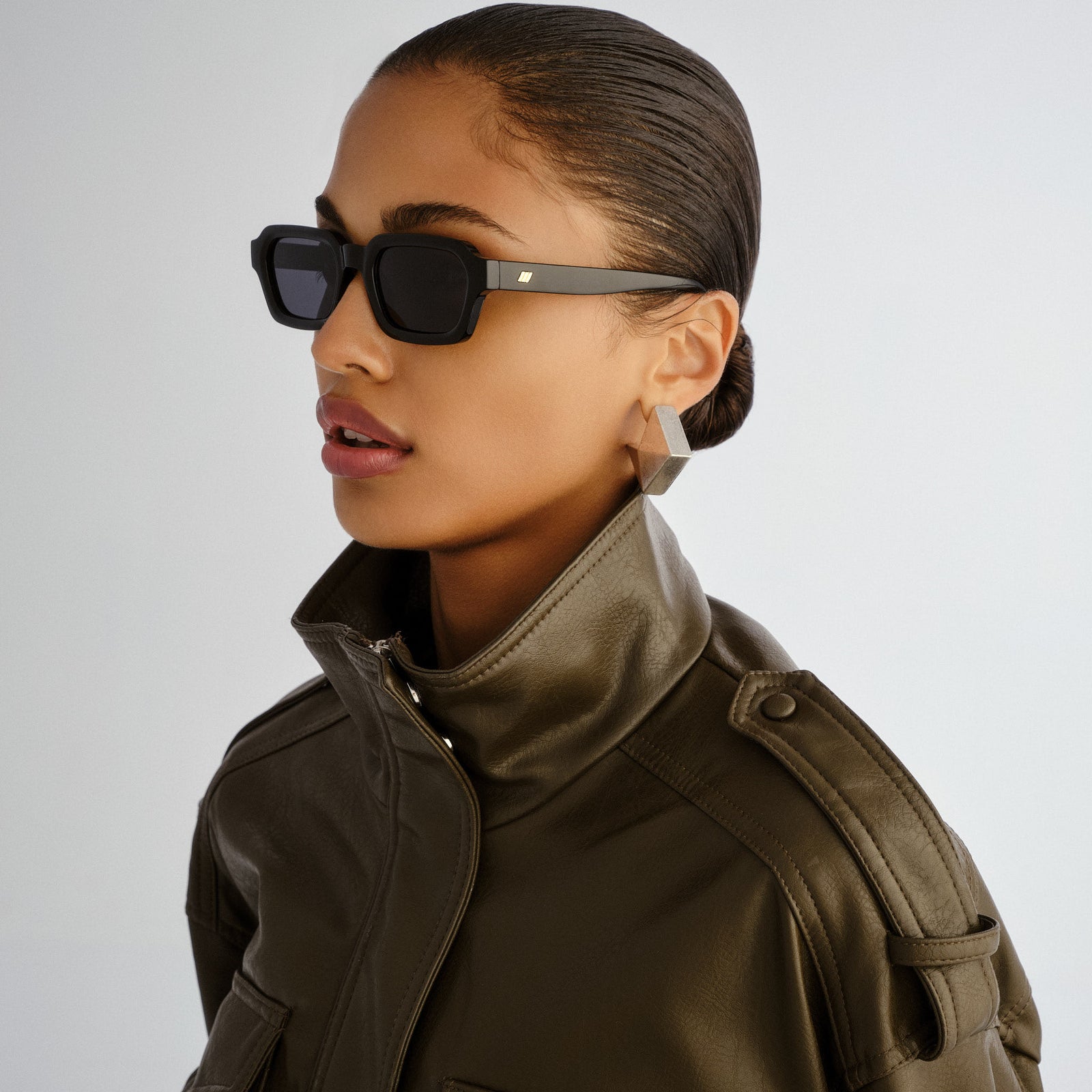 Tension + Black Uni-Sex Rectangle Sunglasses | Le Specs
