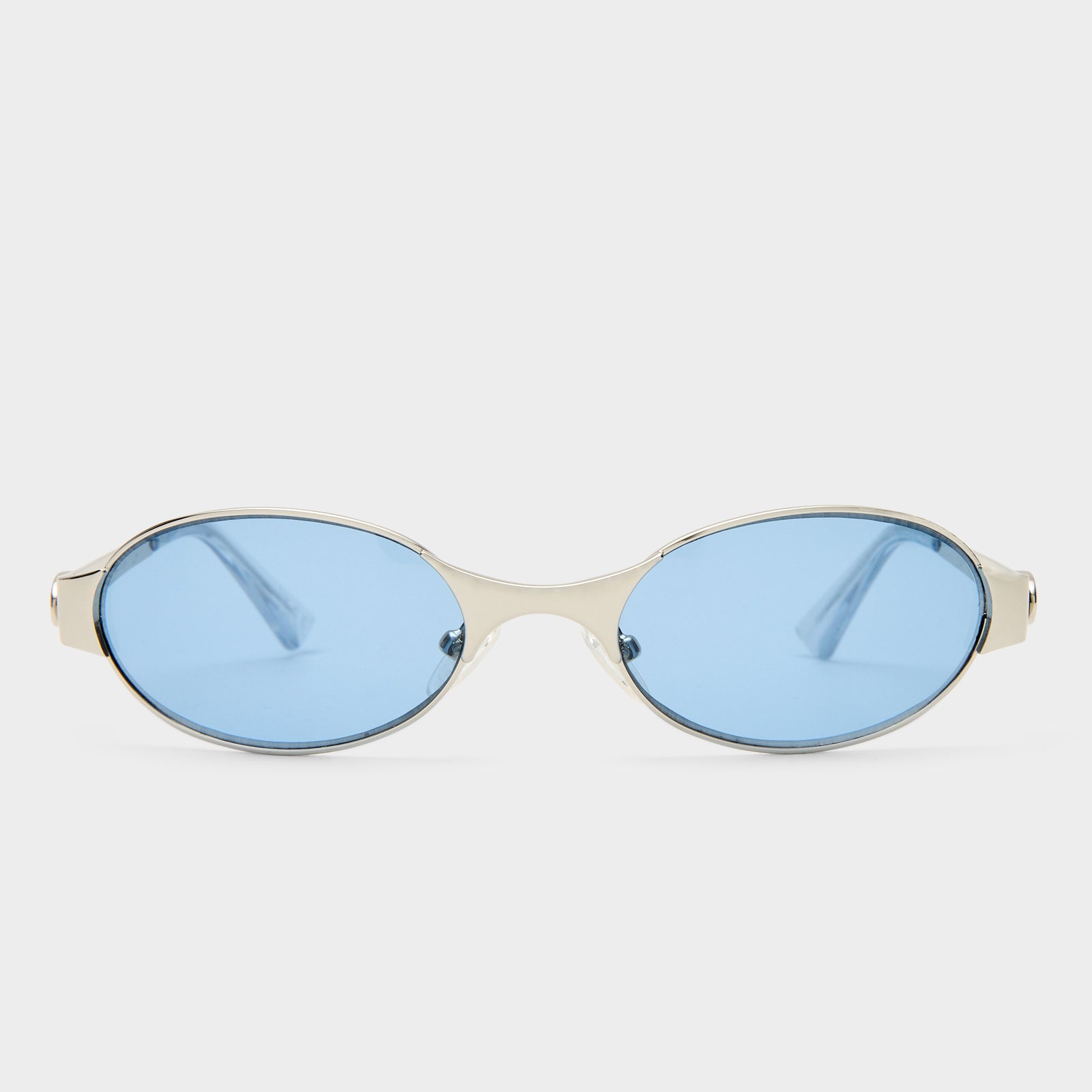 Frostbite Silver Uni-Sex Oval Sunglasses | Le Specs