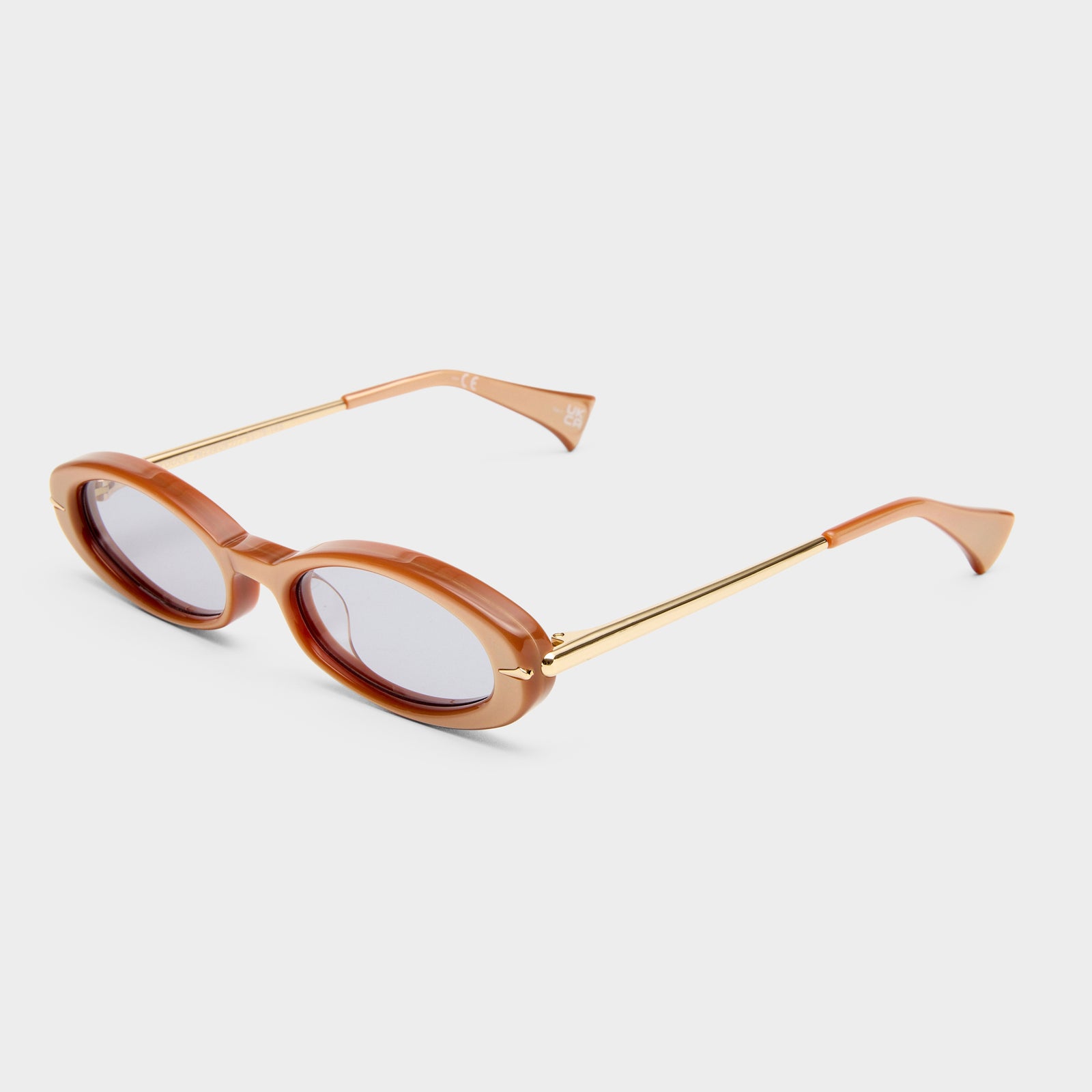 Numero Doce Champagne Velvet Female Oval Sunglasses | Le Specs