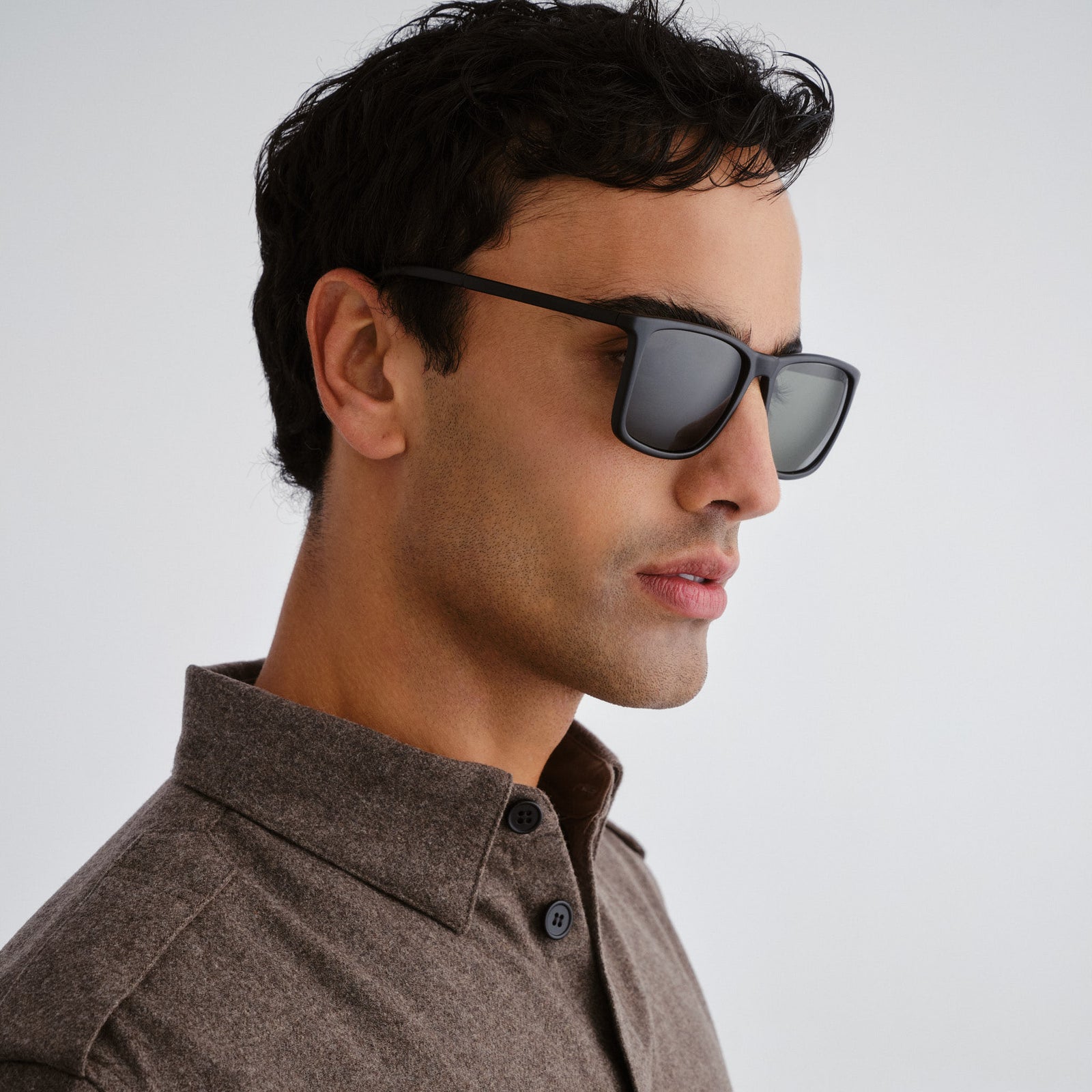 Tweedledum Matte Black Male D-Frame Sunglasses | Le Specs