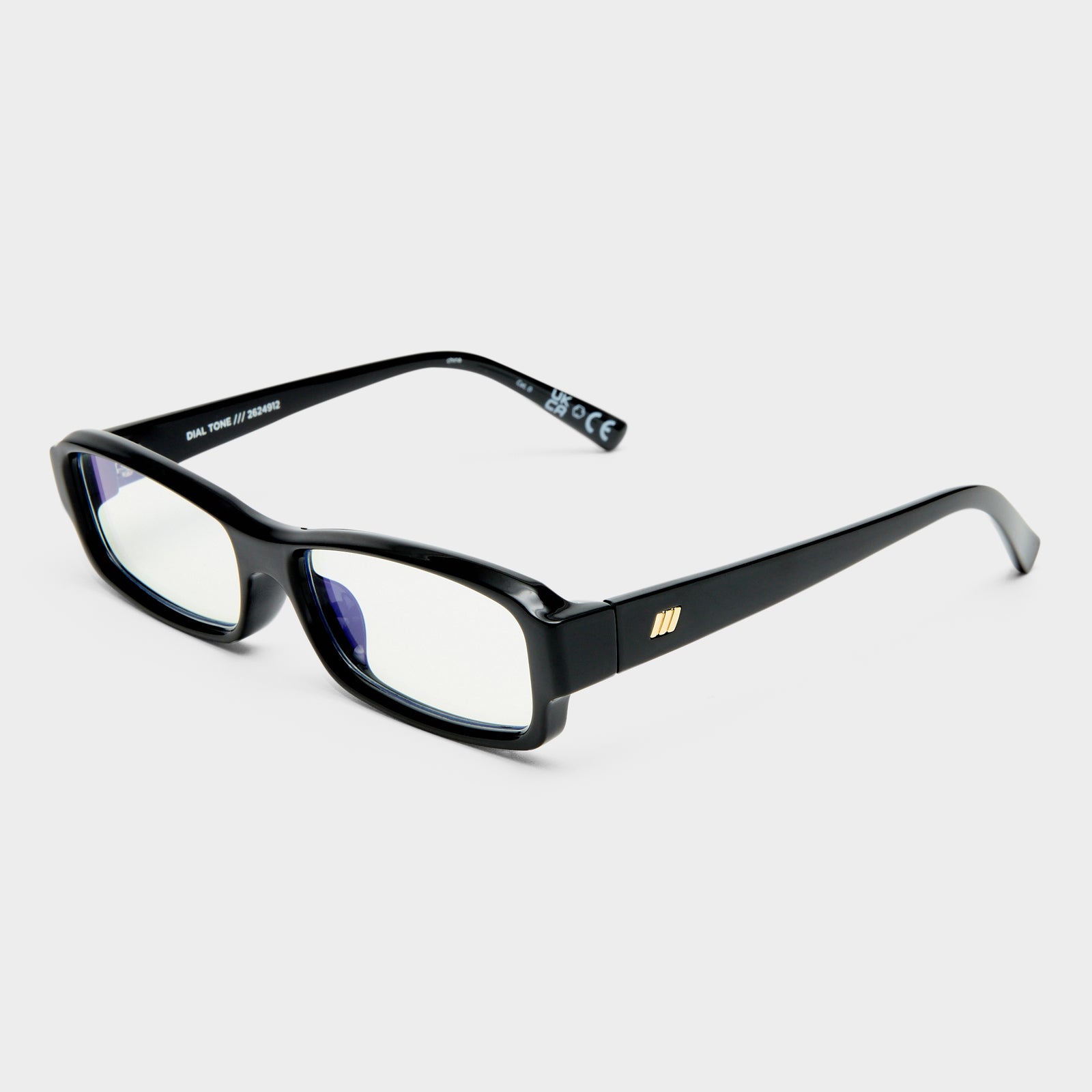 Dial Tone Black Uni-Sex Rectangle Blue Light | Le Specs