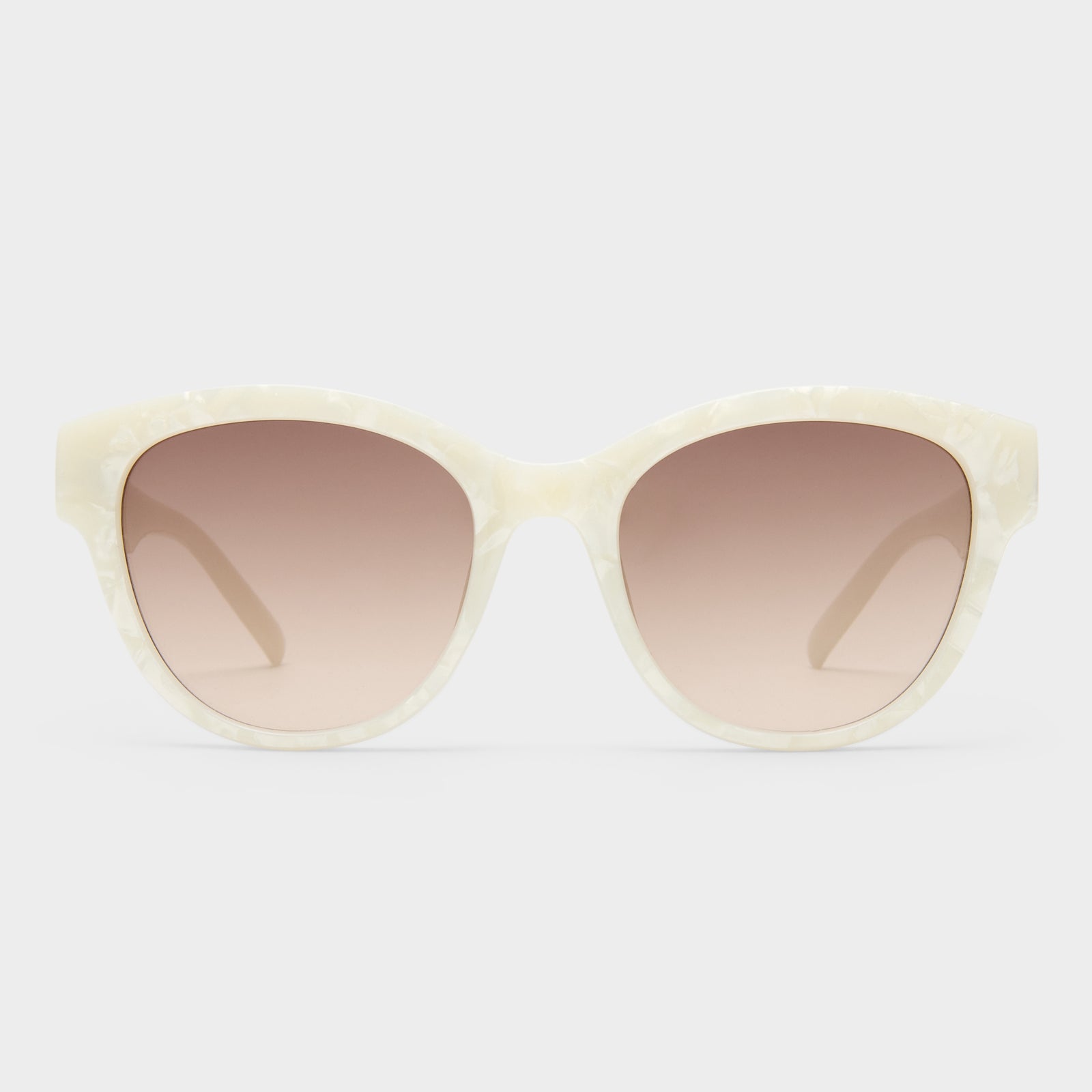 Majestic White Marble Female Round Sunglasses | Le Specs