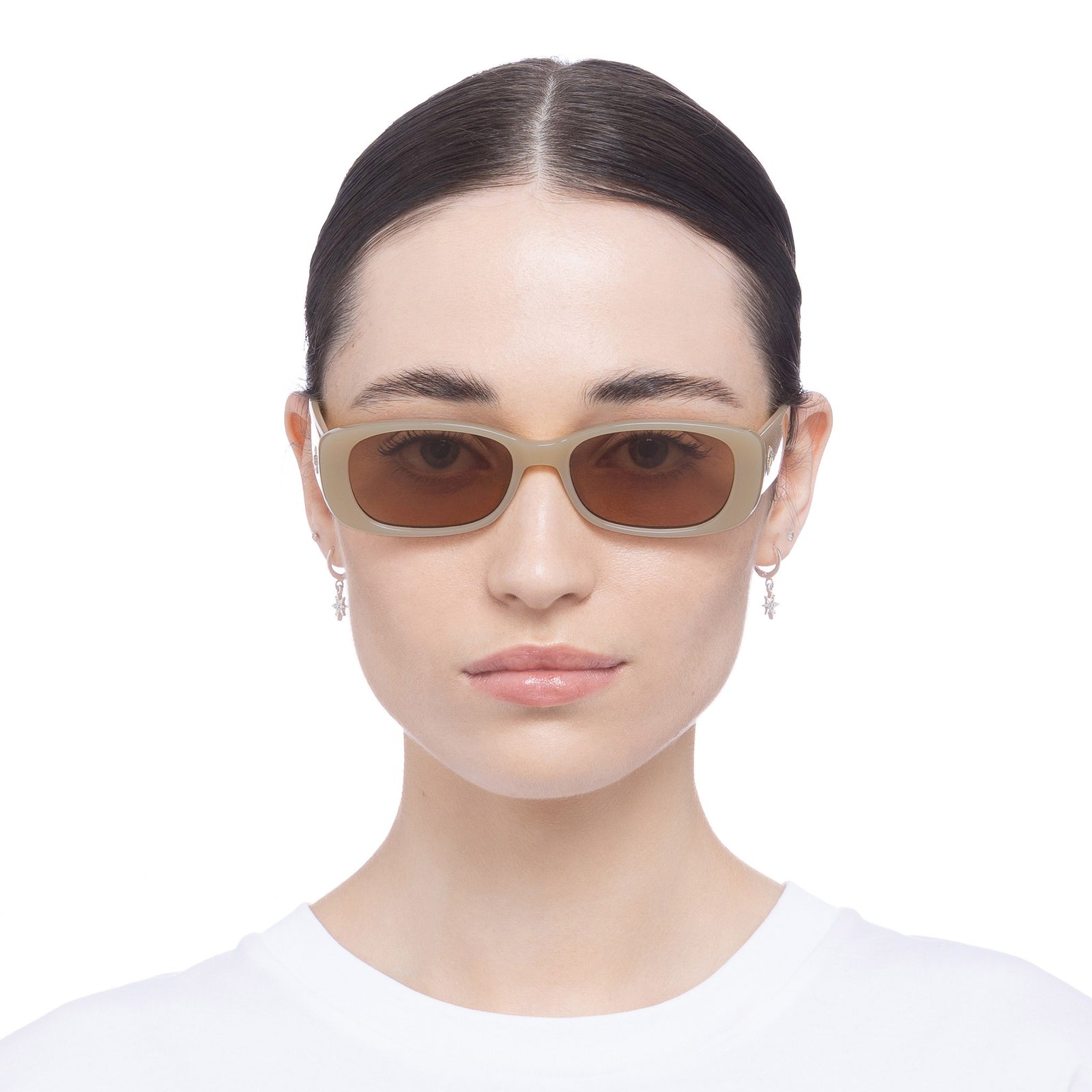 Unreal Latte Uni-Sex Rectangle Sunglasses | Le Specs