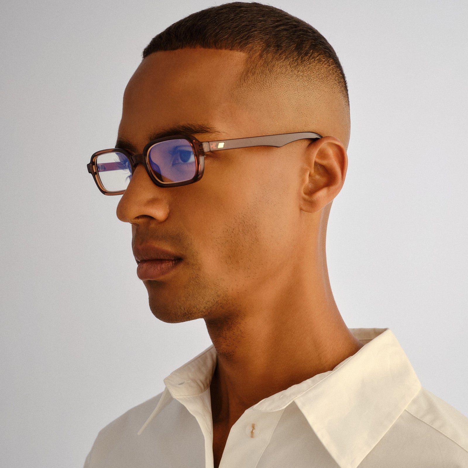 Pilferer Chestnut Uni-Sex Rectangle Blue Light | Le Specs